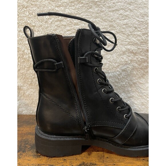 Womens Boots Size 10M White Mountain Combat Decree Black Buckle Zip Lace - Picture 15 of 16